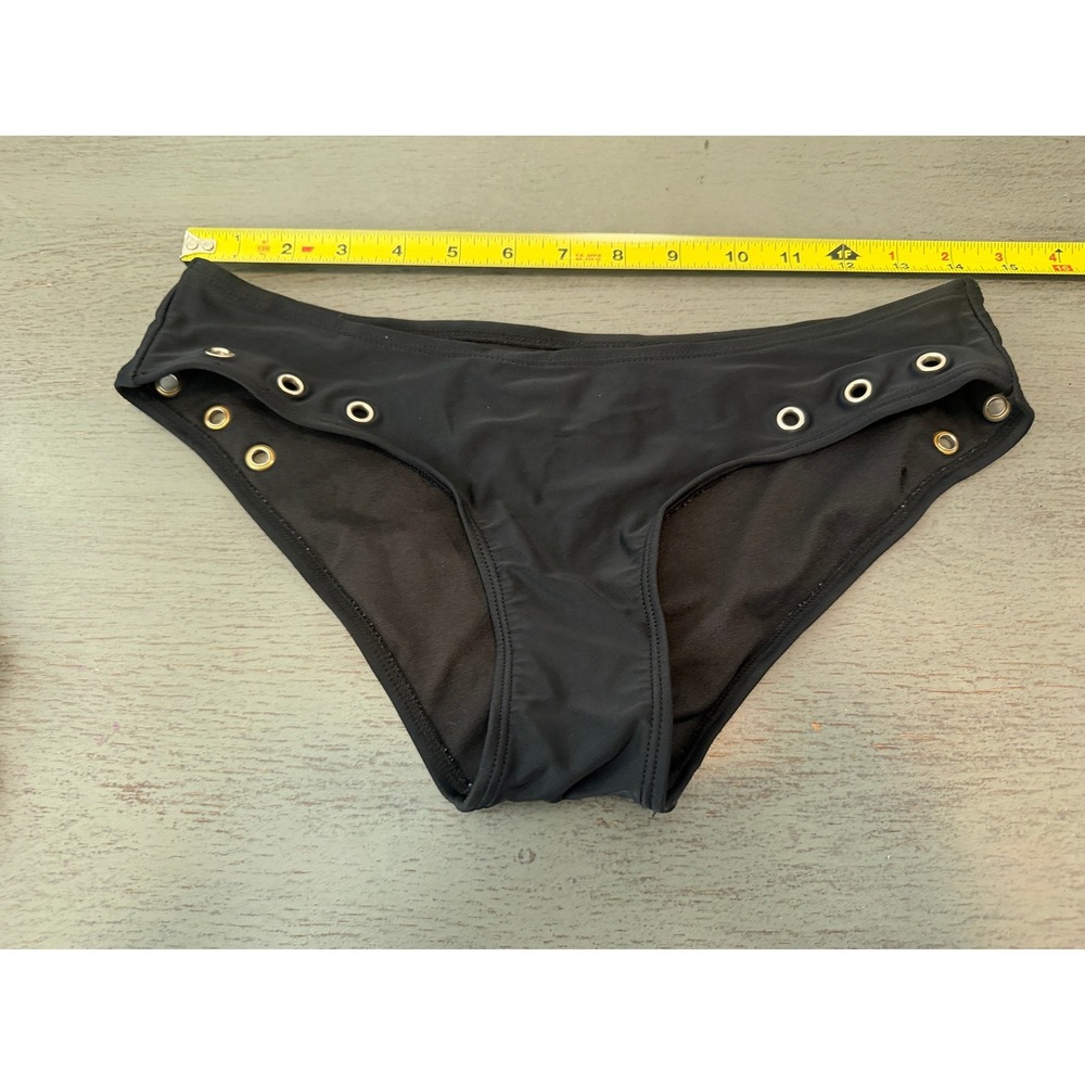 Xhilaration Black Grommet Bikini Bottom Low Rise Swim Small